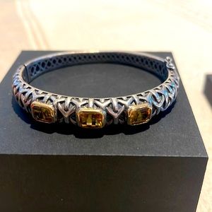 Sterling Silver & 14k Yellow Gold Citrine Peridot Bracelet